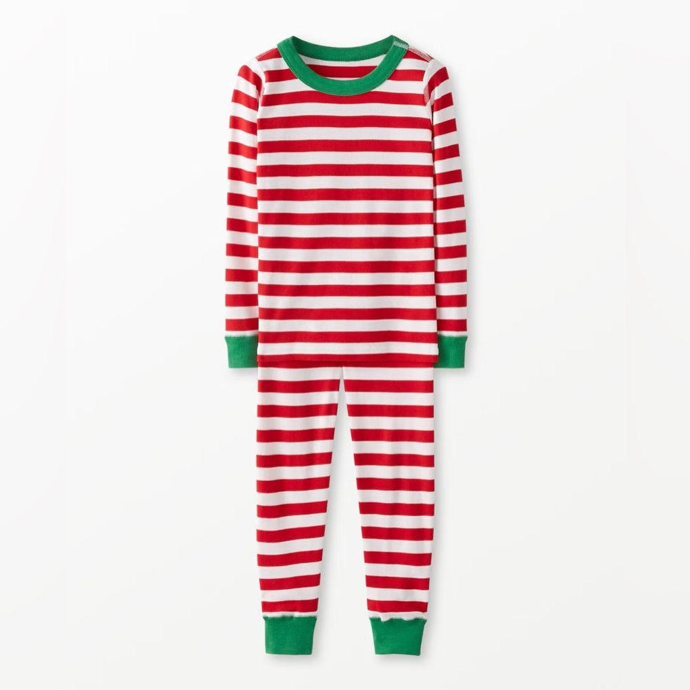 Hanna Andersson Striped Red and Green Kids Pajamas